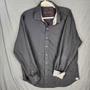 Robert Graham Psychedelic Skull Flip Cuff Men XL Black Paisley Embroidered Shirt